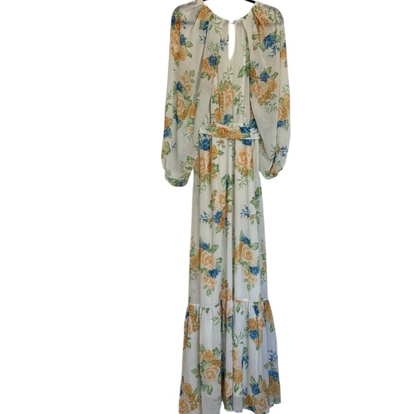 A. Cailin by Flying Tomato beautiful floral print w/ruffle bottom,blue/yellow, L - Picture 4 of 9